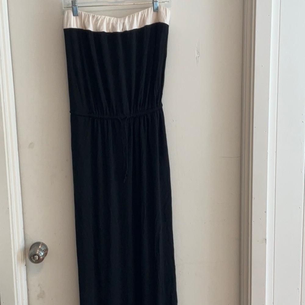 J crew Maxi Black and White Strapless Dress